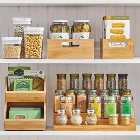 img 2 attached to 🎋 Bamboo Kitchen Cabinet & Fridge Drawer Organizer Tray | mDesign - 3 Pack, Natural Wood Finish