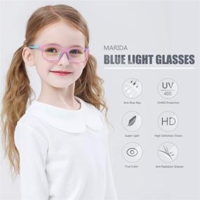 img 3 attached to Очки для детей MARIDA Kids с блокировкой синего света: квадратная оправа TR90 для возраста 4-10 лет - защита от синего света, глазного напряжения, бликов, УФ-излучения в синем цвете