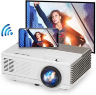 smart android lcd home theater projector: mini wifi bluetooth projector for hd video, indoor/outdoor movie, game, laptop, dvd, usb - wireless screen mirroring logo