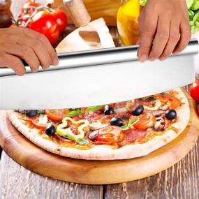 img 1 attached to 🍕 Premium 14-Inch Pizza Cutter Rocker Slicer Set with Protective Cover - Sharp Blade and Stainless Steel Pizza Chopper Accessories for Kitchen by Lascritta