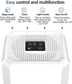 img 3 attached to VATEEN 1200ml Dehumidifier - Small and Portable for Home Use, Covers 2100 Cubic Feet (216 sq ft), with 6/8/10H Timer - Ideal for Basements, Bedrooms, Bathrooms, Garages, Wardrobes, RVs...