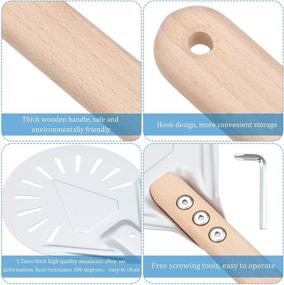 img 1 attached to Durable Aluminum Round Perforated Pizza Peel with Non-slip Grip, 16 Inch Anti-Scald Wooden Handle - Ideal for Homemade Pizza Bread Bakers (7 Inch)