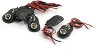 🔌 5-pack of long cable connection 9v battery clips with leather black red connector buckle logo