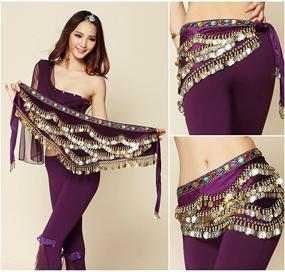 img 1 attached to 💃 Shimmer in Style: Pilot-Trade Women's Triangular Belly Dancing Hip Scarf Wrap Skirt with Gold Coins