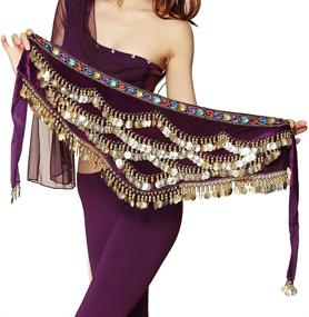 img 3 attached to 💃 Shimmer in Style: Pilot-Trade Women's Triangular Belly Dancing Hip Scarf Wrap Skirt with Gold Coins