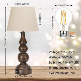 img 3 attached to 💡 Convenient & Stylish Touch Control Table Lamp with USB Ports, 3 Way Dimmable Resin Design, Rustic Nightstand Lamp for Bedroom & Living Room - Includes A19 8W LED Bulb!