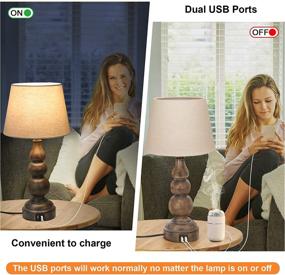 img 1 attached to 💡 Convenient & Stylish Touch Control Table Lamp with USB Ports, 3 Way Dimmable Resin Design, Rustic Nightstand Lamp for Bedroom & Living Room - Includes A19 8W LED Bulb!