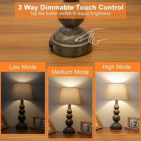 img 2 attached to 💡 Convenient & Stylish Touch Control Table Lamp with USB Ports, 3 Way Dimmable Resin Design, Rustic Nightstand Lamp for Bedroom & Living Room - Includes A19 8W LED Bulb!