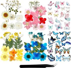 img 4 attached to Chic Colors: Resin Dried Pressed Flowers and Butterfly Transparent Stickers - Ideal for Scrapbooking, DIY Candle Making, and Art Resin Projects