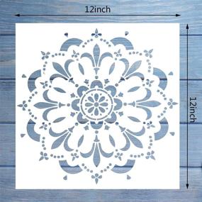 img 2 attached to 🎨 LOCOLO Mandala Stencils Set of 6 - Reusable Stencil Laser Cut Painting Template for Wood Floors, Walls, Fabric, and Furniture - 12 x 12 inch Stencils