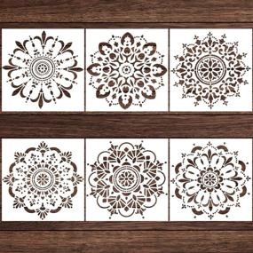 img 4 attached to 🎨 LOCOLO Mandala Stencils Set of 6 - Reusable Stencil Laser Cut Painting Template for Wood Floors, Walls, Fabric, and Furniture - 12 x 12 inch Stencils