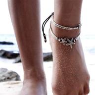 аукмла рун бохо звездочка звездочка нарукавник цепь для ноги винтажное браслет для анклета для женщин босоножки для пляжа украшения на ногу (набор из 2 штук) - серебро логотип