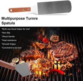 img 1 attached to Qinshaine Metal Griddle Spatula: Ultimate BBQ Grill and Flat Top Griddle Tool (14.56in)