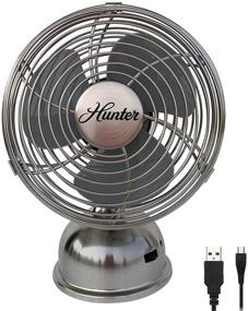 img 4 attached to 💨 Stay Cool with the HUNTER Personal Retro USB Fan – 5" inch, Brushed Nickel