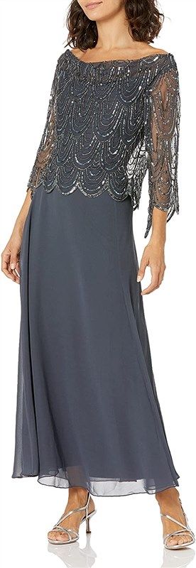 Jkara scalloped beaded outlet dress