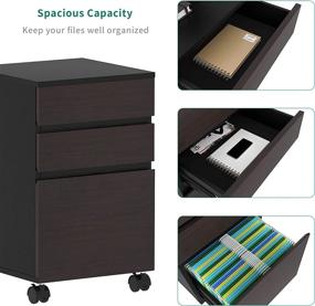 img 1 attached to 🗄️ YITAHOME 3 Drawer Mobile File Cabinet: Rolling Wood Storage Cabinet with Wheels for A4 or Letter Size, Dark Walnut Finish