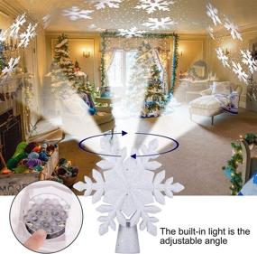 img 2 attached to 🎄 Lighted Komiikka Christmas Tree Topper with White Snowflake Projection, 3D Rotating Snowflake on Ceiling for Xmas Holiday Decor
