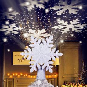 img 4 attached to 🎄 Lighted Komiikka Christmas Tree Topper with White Snowflake Projection, 3D Rotating Snowflake on Ceiling for Xmas Holiday Decor