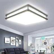 enhanced 48w dimmable led flush mount light: illuminate your space with the dllt upgraded 18 inch square ceiling fixture offering remote control and memory function. perfect for bedroom, living room, and dining room with 3000k/4000k/6000k color changeable logo