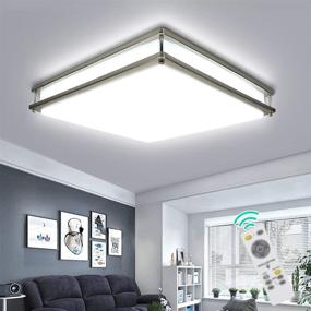 img 2 attached to Enhanced 48W Dimmable LED Flush Mount Light: Illuminate Your Space with the DLLT Upgraded 18 Inch Square Ceiling Fixture offering Remote Control and Memory Function. Perfect for Bedroom, Living Room, and Dining Room with 3000K/4000K/6000K Color Changeable