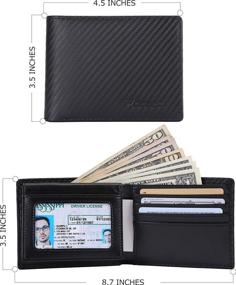 img 2 attached to 👝 Premium Leather Trifold Wallet: NUMBER WU Window Blocking Men's Accessories for Card Cases & Money Organizers