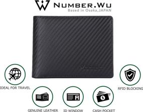 img 1 attached to 👝 Premium Leather Trifold Wallet: NUMBER WU Window Blocking Men's Accessories for Card Cases & Money Organizers