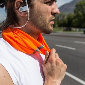 img 1 attached to 🟠 Stay Safe and Visible with our High Visibility Reflective Safety Face Clothing - Orange Neck Gaiter, Bandana Dust Mask, Sun Shade Shield, Headwear