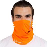 🟠 stay safe and visible with our high visibility reflective safety face clothing - orange neck gaiter, bandana dust mask, sun shade shield, headwear logo