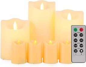 img 4 attached to 🕯️ Waterproof Outdoor Flameless LED Candles with Remote & Timer - Pack of 7, D:3.25" x H:4" 5" 6", Battery Operated Plastic Candles