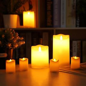 img 1 attached to 🕯️ Waterproof Outdoor Flameless LED Candles with Remote & Timer - Pack of 7, D:3.25" x H:4" 5" 6", Battery Operated Plastic Candles