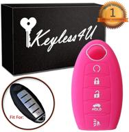 🌹 keyless4u silicone case cover protector remote skin for nissan altima maxima rogue sedan pathfinder key fob - 5 buttons (rose) logo