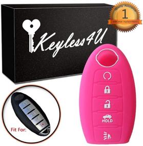 img 4 attached to 🌹 Keyless4U Silicone Case Cover Protector Remote Skin for Nissan Altima Maxima Rogue Sedan Pathfinder Key Fob - 5 Buttons (Rose)