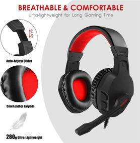 img 2 attached to NUBWO Gaming Headset - Xbox One PS4 Headset with Noise Cancelling Mic, Comfort Earmuffs, Lightweight Design - Red