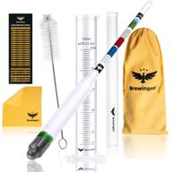complete hydrometer alcohol tester kit for brewing beer, wine, sprits & kombucha - triple scale meter, hardcover case, test jar, brush, cloth, carry bag included logo