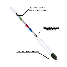 img 1 attached to Complete Hydrometer Alcohol Tester Kit for Brewing Beer, Wine, Sprits & Kombucha - Triple Scale Meter, Hardcover Case, Test Jar, Brush, Cloth, Carry Bag Included