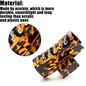 img 1 attached to 🌼 3-Piece Acrylic Large Hair Claw Clips with Cutout Tortoise Shell Design - Celluloid French Rectangle Hair Barrettes and Banana Clips for Women and Girls (Classic Pattern)