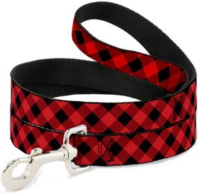 img 2 attached to 🐾 Buckle-Down Dog Leash: Diagonal Buffalo Plaid Pattern in Black and Red – Various Lengths and Widths for Dogs and Cats, Ideal for Small, Medium, and Large breeds