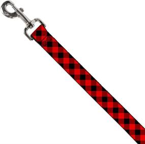 img 1 attached to 🐾 Buckle-Down Dog Leash: Diagonal Buffalo Plaid Pattern in Black and Red – Various Lengths and Widths for Dogs and Cats, Ideal for Small, Medium, and Large breeds