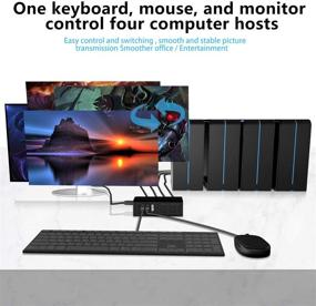 img 1 attached to 🔁 4 Port HDMI KVM Switch - 4 in 1 Out, Share Keyboard Mouse Printer Monitor - Supports 4K@60Hz - for Laptop, PC, Xbox, HDTV - with 4 USB Cables, 1 Switch Button & Cable, 1 Power Cable