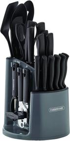 img 3 attached to 🔪 Farberware 30-Piece Spin-and-Store Knife and Kitchen Tool Set: Efficient Storage with Rotating Caddy, Black