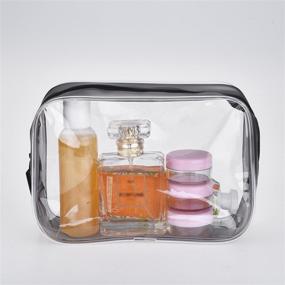 img 2 attached to 🧳 Pangda 5 Pack Transparent PVC Zippered Toiletry Carry Pouch - Ideal Travel Makeup Bags for Vacations, Bathrooms, & Organizing (Small)