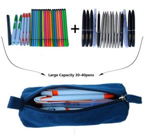 img 2 attached to 🎒 Enyuwlcm Heavy Canvas Stationery Portable Simple Pencil Bag: Compact Zipper Case for Durable and Practical Use (Blue, 1 Pack)