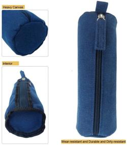 img 3 attached to 🎒 Enyuwlcm Heavy Canvas Stationery Portable Simple Pencil Bag: Compact Zipper Case for Durable and Practical Use (Blue, 1 Pack)