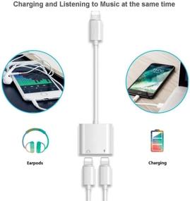 img 1 attached to 🔌 [Сертифицировано Apple MFi] 2-в-1 кабель-зарядка и разветвитель Dual Lightning для iPhone 12/11/XS/XR/X/8/7/6/iPad - Поддержка звонков, зарядки и контроля музыки