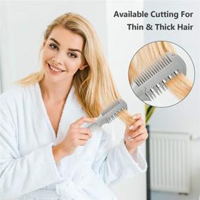 img 2 attached to Professional Hair Cutter Comb Set - Double Sided Hair Razor Comb for Thinning, Cutting, and Styling with 10 Replacement Blades - Hair Shaper Razor Comb for Precise and Versatile Haircare