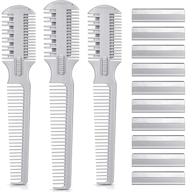 professional hair cutter comb set - double sided hair razor comb for thinning, cutting, and styling with 10 replacement blades - hair shaper razor comb for precise and versatile haircare logo