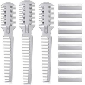 img 4 attached to Professional Hair Cutter Comb Set - Double Sided Hair Razor Comb for Thinning, Cutting, and Styling with 10 Replacement Blades - Hair Shaper Razor Comb for Precise and Versatile Haircare