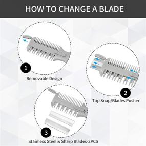 img 3 attached to Professional Hair Cutter Comb Set - Double Sided Hair Razor Comb for Thinning, Cutting, and Styling with 10 Replacement Blades - Hair Shaper Razor Comb for Precise and Versatile Haircare