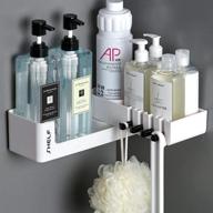 linfidite shower caddy wall mount rotating expandable shampoo holder | adhesive bathroom shelf with clear adhesive | no drilling bathroom storage rack organizer, white logo