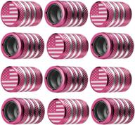 tire valve stem cap cover - (12 pack) tire air cap metal with plastic liner corrosion resistant leak-proof american flag for car truck motorcycle bike tires & wheels logo